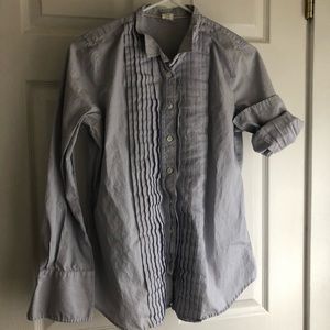 J.Crew Blue & White Striped Tuxedo Shirt
